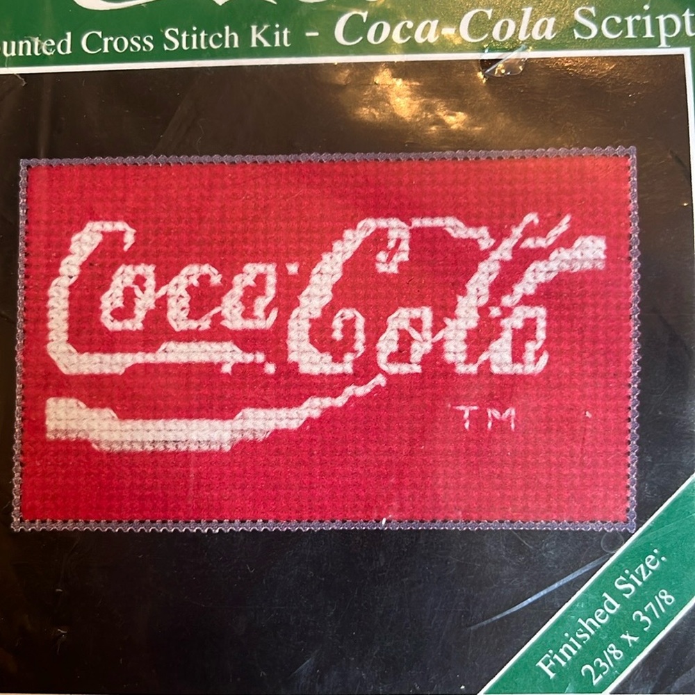 New vintage Coca Cola Coke logo red small counted cross stitch kit USA 90s